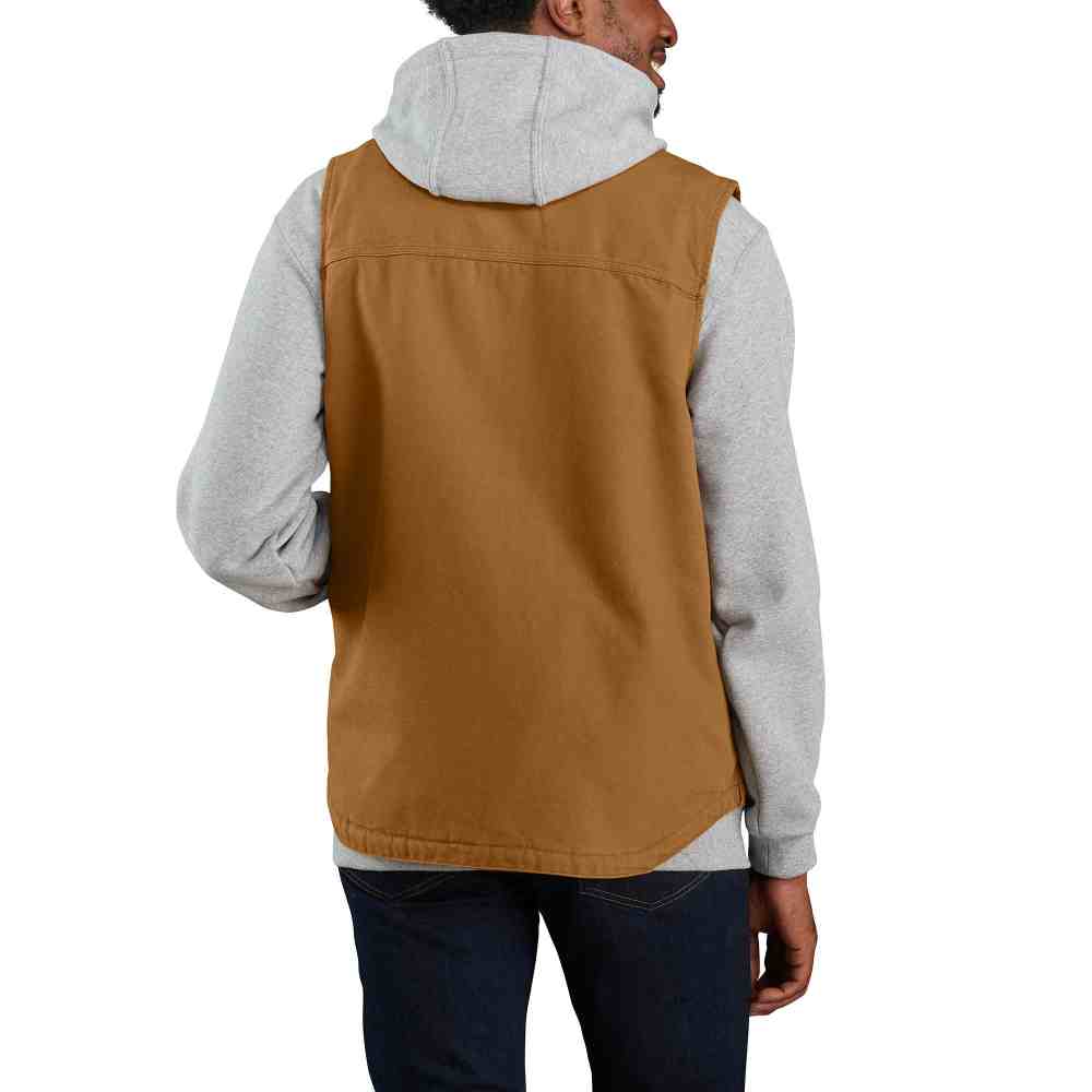 Loose Fit Washed Duck Sherpa-Lined Mock-Neck Vest - Image 3