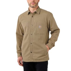Rugged Flex? Relaxed Fit Canvas Fleece-Lined Snap-Front Shirt Jac