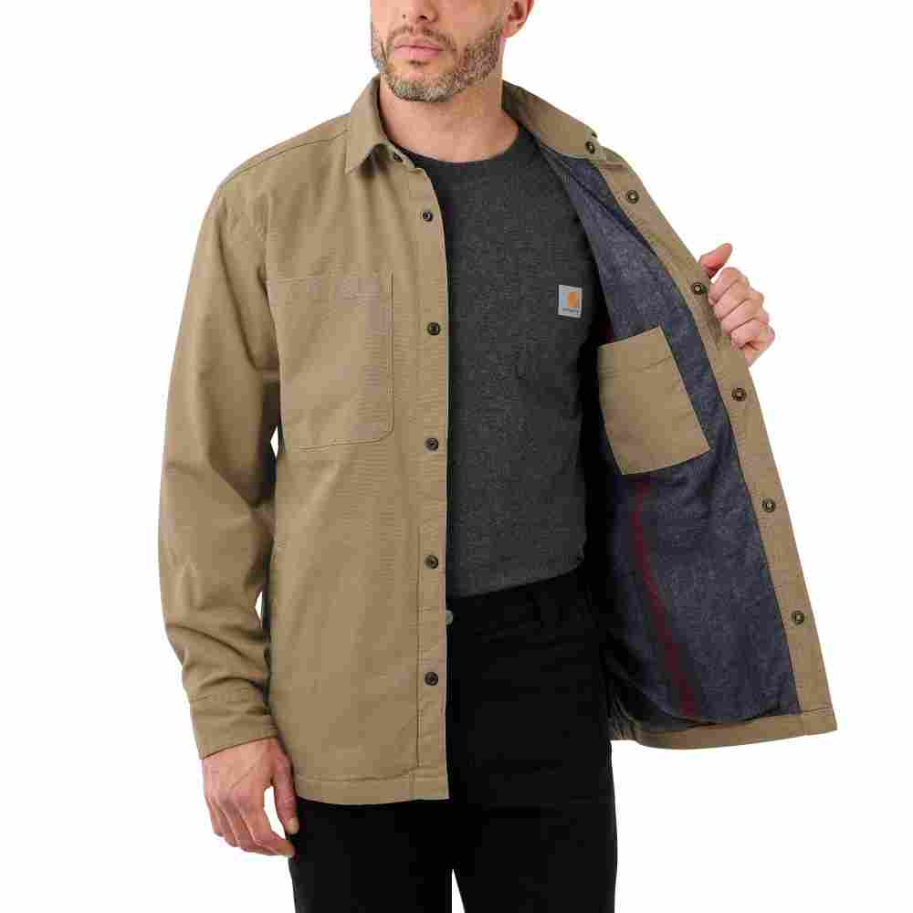 Rugged Flex? Relaxed Fit Canvas Fleece-Lined Snap-Front Shirt Jac - Image 5