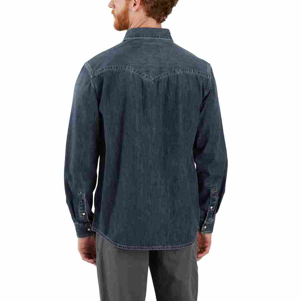 Montana Relaxed Fit Midweight Denim Long-Sleeve Snap Front Shirt - Image 3