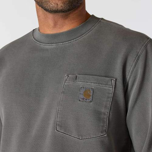 Relaxed Fit Midweight Garment Dye French Terry Crewneck Pocket Sweatshirt - Image 6