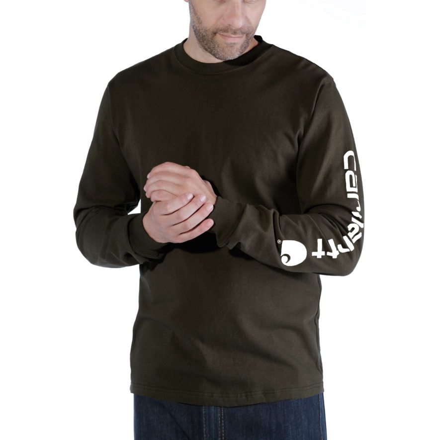 Relaxed Fit Heavyweight Long-Sleeve Logo Sleeve Graphic T-Shirt